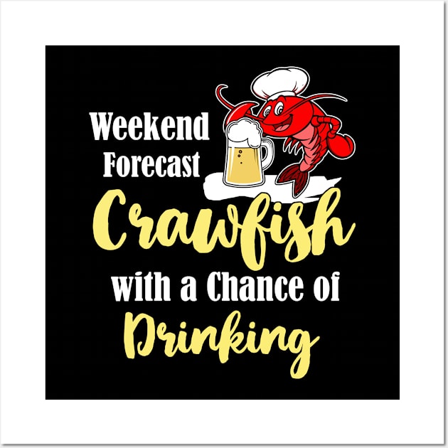 Weekend Forecast Crawfish with a Chance of Drinking Wall Art by paola.illustrations